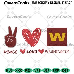 peace love washington commanders embroidery design file download