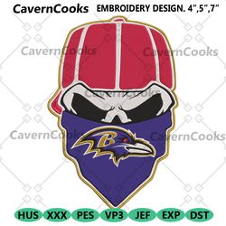 baltimore ravens skull bandana nfl embroidery design download