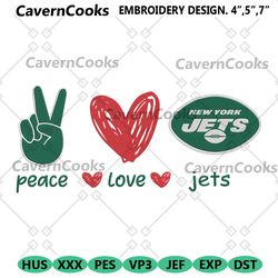 peace love new york jets embroidery design file download