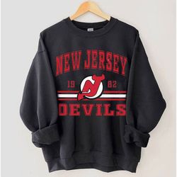 new jersey hockey sweatshirt, new jersey hockey crewneck, 74