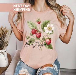 strawberry lover, boho floral shirt, strawberry gifts her, c