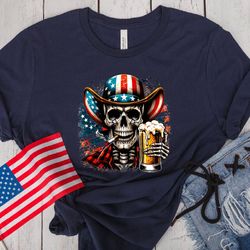 4Th Of July Drinking Shirt, Skull Beer Shirt, Squad Drinking Shirt, Patriot Shirt, Happy 4Th Of July Shirt, Funny Shirt