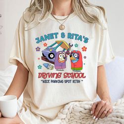 Bluey Janet And Rita Driving School, Shirt Nice Parking Spot Rita, Bluey And Bingo Grannie Shirt, Bluey Janet Rita Shirt