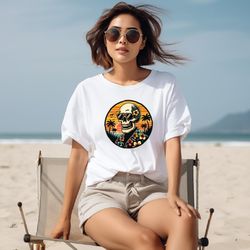 Funny Skull T-Shirt, Summer T-Shirt, Forever Chasing Sunsets, Summer Vibes,Skeleton Shirt, Adult Humor Shirt