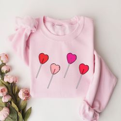 candy heart sweatshirt, valentines day sweatshirt, cute valentine gift, heart sucker sweat, valentine graphic hoodie