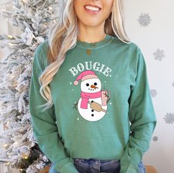 cute snowman shirt, christmas long sleeve, bougie snowman shirt, holiday gifts, xmas long sleeve, trendy christmas