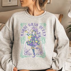 mardi gras queen sweater, mardi gras sweatshirt, vintage mardi gras, mardi gras crewneck for women shirt