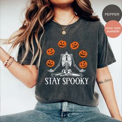 stay spooky pumpkin skeleton shirt, halloween shirt,s, funny fall shirt, skeleton halloween shirt, spooky season shirt