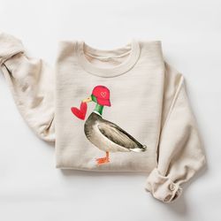 valentine mallard duck sweater, hunting valentines day sweatshirt, gift for her, duck hunting sweat, cute valentine