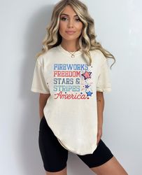 4th of july shirt, fireworks freedom stars and stripes america shirt, patriotic shirt, american parade shirt, usa shirt