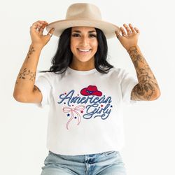 cowgirl shirt, american girly shirt, freedom shirt, western 4th of july shirt, patriotic shirt, cowgirl hat shirt