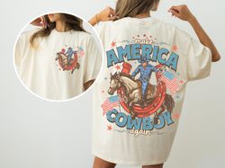 make america cowboy again shirt, comfort colors, bucking bronco, july 4th shirt, america shirt, patriotic shirt