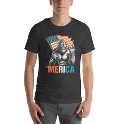 merica bigfoot shirt, patriotic usa flag shirt, 4th of july, sasquatch believers gift, american pride, independence day