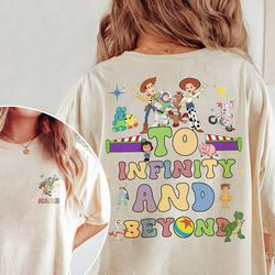 two-sided disney toy story to infinity and beyond shirt, woody buzz lightyear jessie shirt, wdw disneyland family