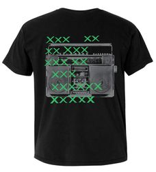 jtxpm, bass masters boombox, 100 percent cotton t-shirt, black, unisex