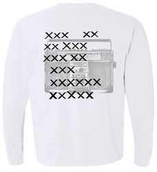 jtxpm, bass masters boombox, long sleeve, 100 percent cotton t-shirt, white, unisex