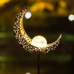 solar moon crackle garden light