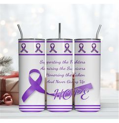 Purple Hope 20Oz Tumbler Wrap, Digital Download PNG, Sublimination Design