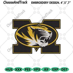 missouri tigers embroidery design, ncaa embroidery designs, missouri tigers embroidery instant file