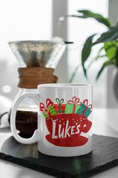 Lukes Stars Hollow Connecticut Gilmore Girls Red Logo  Christmas Mug, Funny Christmas Mug, White 11 oz Ceramic Mug Gift