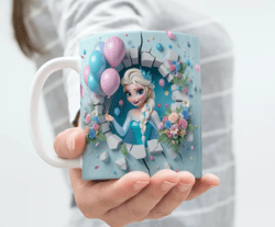 3d effect hole in a wall birthday theme frozen mug