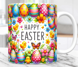 happy easter mug wrap easter egg mug, design easter 11oz 15oz coffee cup