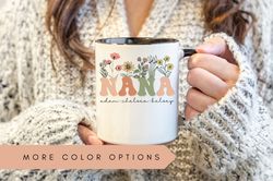 Nana Mug With Grandkids Names, Personalized Nana Wildflowers Mug,Grandkids Names Mug,Custom Grandma Coffee Mug,Mother's