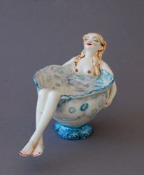 beautiful exclusive mug porcelain cup, bather, coffe mug ,sexy lady ,unusual cup ,art ceramic mug, porcelain figurine