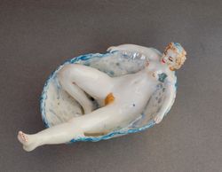 handmade porcelain sculpture porcelain woman figurine vase for sweets nude woman blue ceramic bowl candy dish fruit bowl sculpture vase sexy lady original artwork home decor