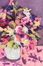 flowers bouquet oil painting on canvas panel small canvas oil painting flowers bouquet gift roses and irises matisse