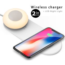 2in1 10w fast charging wireless charger pad with led lamp