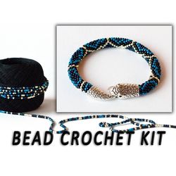 bead crochet kit bracelet, diy craft jewelry, seed bead kit, kit bijoux crochet, bead crochet rope pattern,diy kit snake bracelet