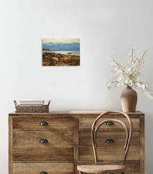 luxury handmade paintings with golden seascape for home furnishing - anniversary