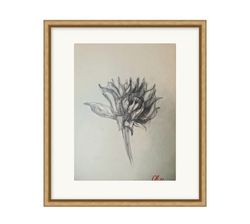 lovely life 1 - sunflower, flowers, original floral art, botanical illustration