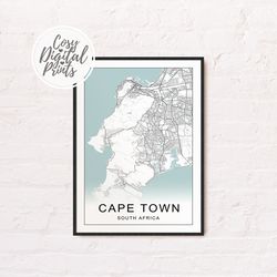 cape town digital map print | cape town digital download map | cape town printable map |  cape town wall art map