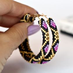 unique hoop earrings, statement earrings, seed bead earrings, thick hoop earrings, large hoop earrings, oversized earrings, african earrings