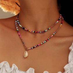 necklace - summer double wrap seed bead long necklace