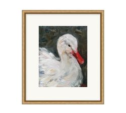 white bird art print white swan, country farmhouse printable, digital download