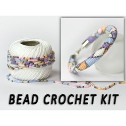 Beaded crochet kit hoop earrings, Seed bead kit earrings hoops