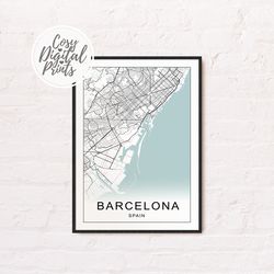 barcelona digital map print | barcelona digital download map | barcelona printable map |  barcelona wall art map