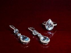 sterling silver set ring&earrings with blue topaz stones