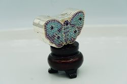 sterling silver butterfly pill box