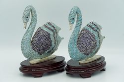 sterling silver swan figurine pair