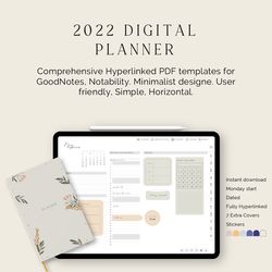 2022 digital planner, planner for goodnotes, yearly planner