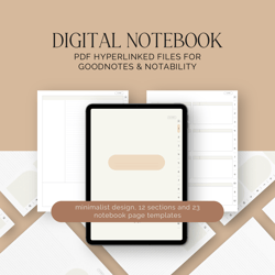 digital notebook for goodnotes notability hyperlinked