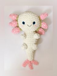 pdf pattern: crochet axololotl pattern plush strawberry axolotl stuffed toy pattern