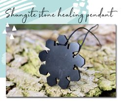 shungite stone healing pendant. amulet from bioenergetic rare stone root chakra