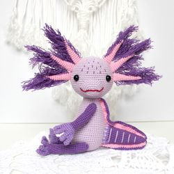 crochet cute axolotl pattern pdf in english  amigurumi water dragon