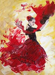 flamenco painting dancer woman artwork canvas oil painting