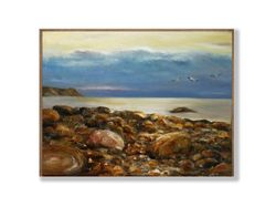 luxury handmade paintings with golden seascape for home furnishing - anniversary